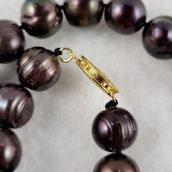 REAL 10-11mm Bordeaux Black Pearl Necklace - Picture 5 of 11